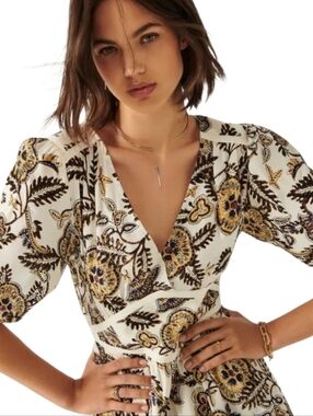 ba&sh White Floral Print Dress Size S